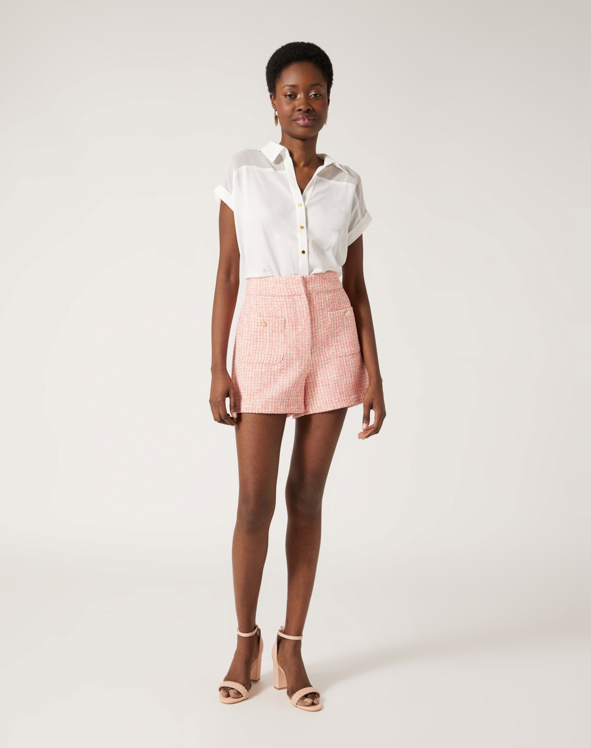 Falda Short Tweed Rosa