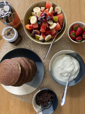 blackcurrant pancake breakfast