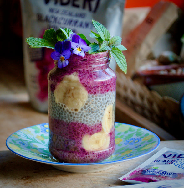 Organic Blackcurrant Chia Pudding with Banana