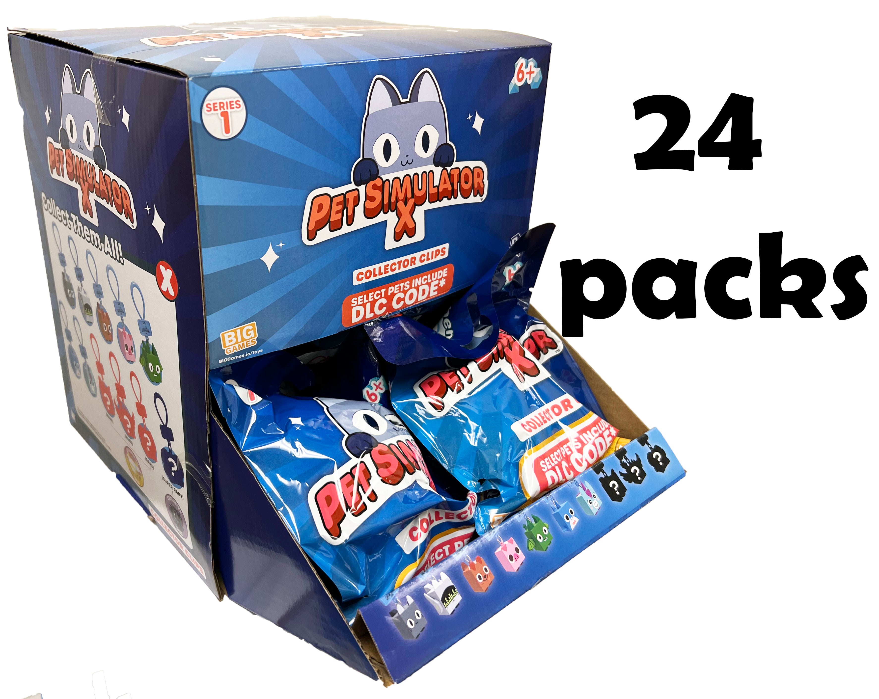  PET Simulator X - Mystery Pet Minifigure Toys with Collector  Clip - Blind Bags 24 Pack Box and Chance of DLC Code - Surprise Collectable  : Toys & Games