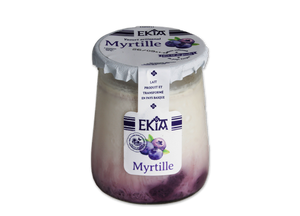 Ekia, yaourt myrtille pot verre au lait de vache