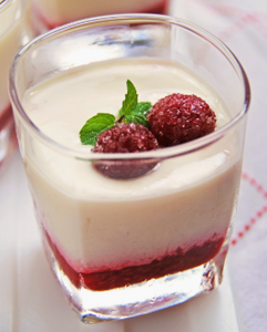 Panna cotta sur coulis de framboise