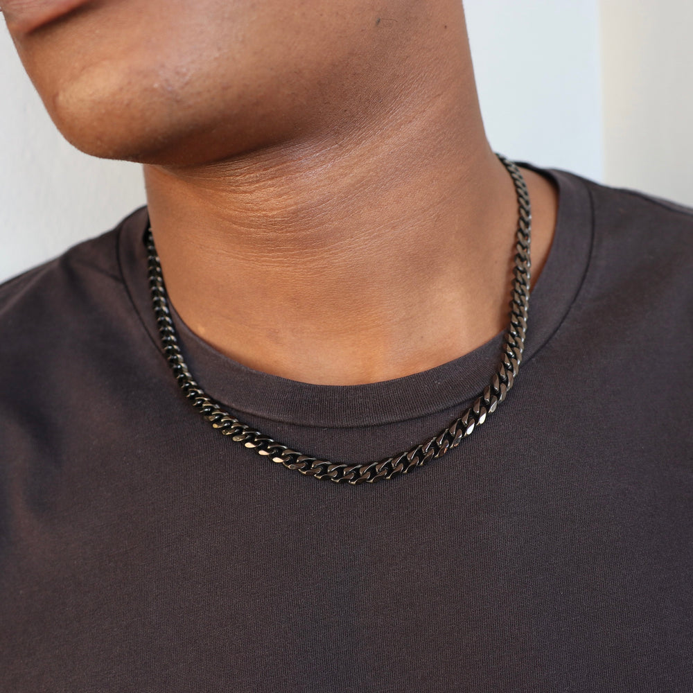 Mens Black Necklace, 5MM Black Cuban Curb Link Chain Necklace Mens Jewelry  Valentine's Day Gift -  Finland