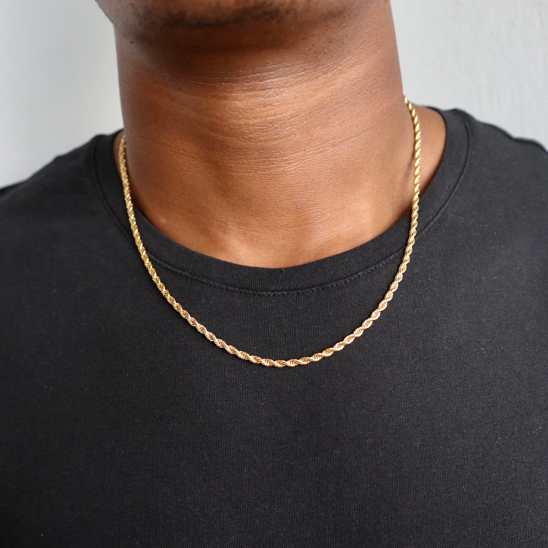 stainless steel rope chain gold