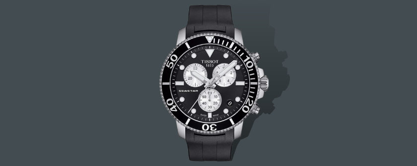  Tissot Chronograph Watch SEASTAR 1000 Black Rubber