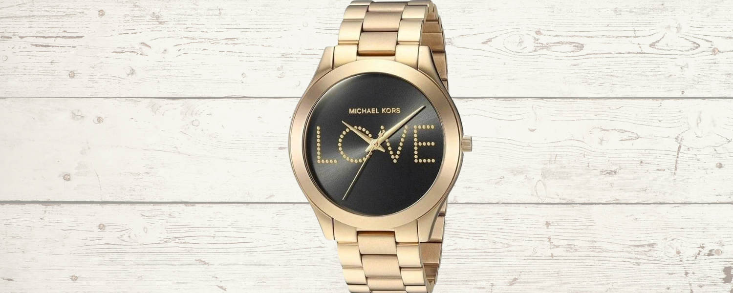 Michael Kors Ladies Watch Slim Runway 'LOVE' Gold MK3803