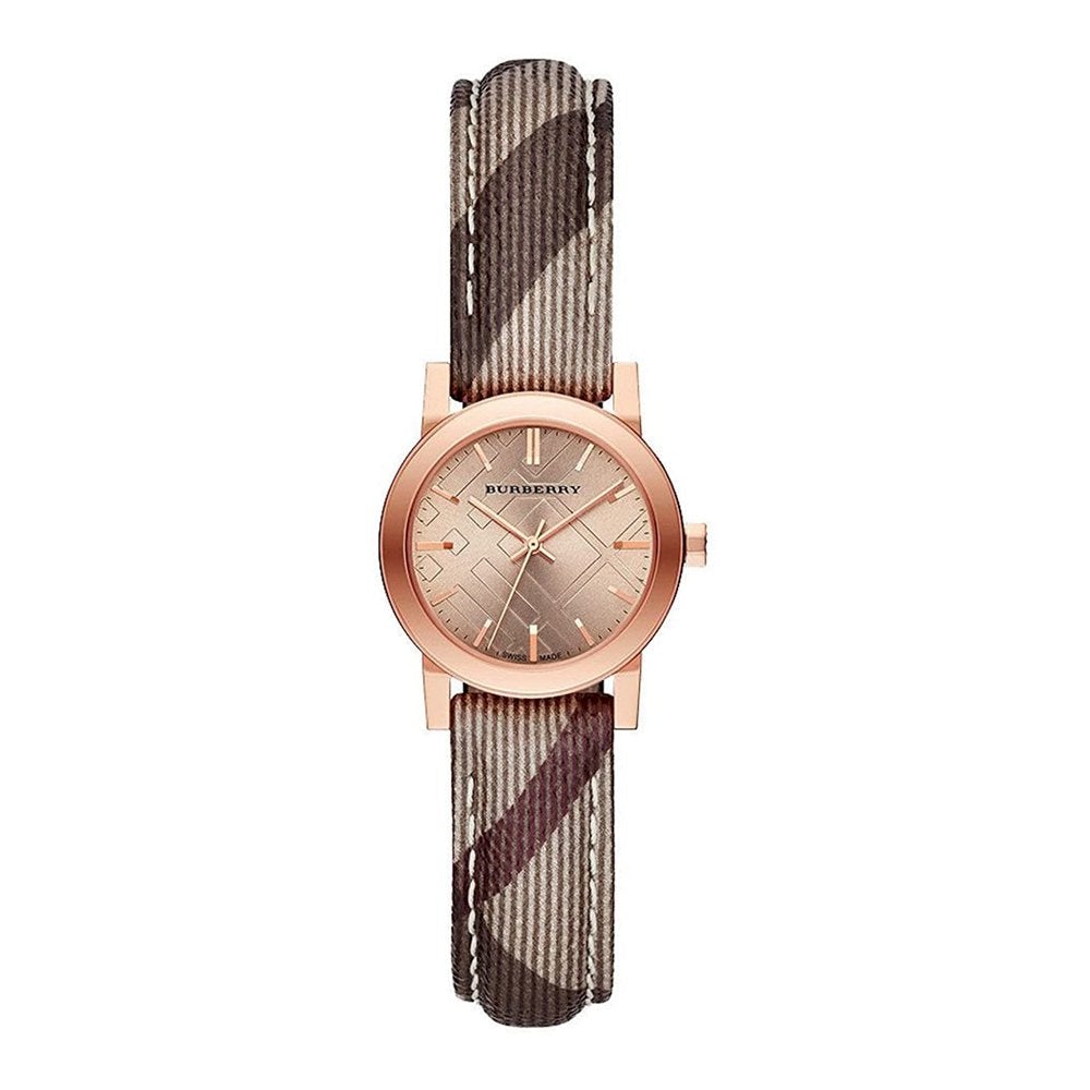 burberry rose gold watch leather strap