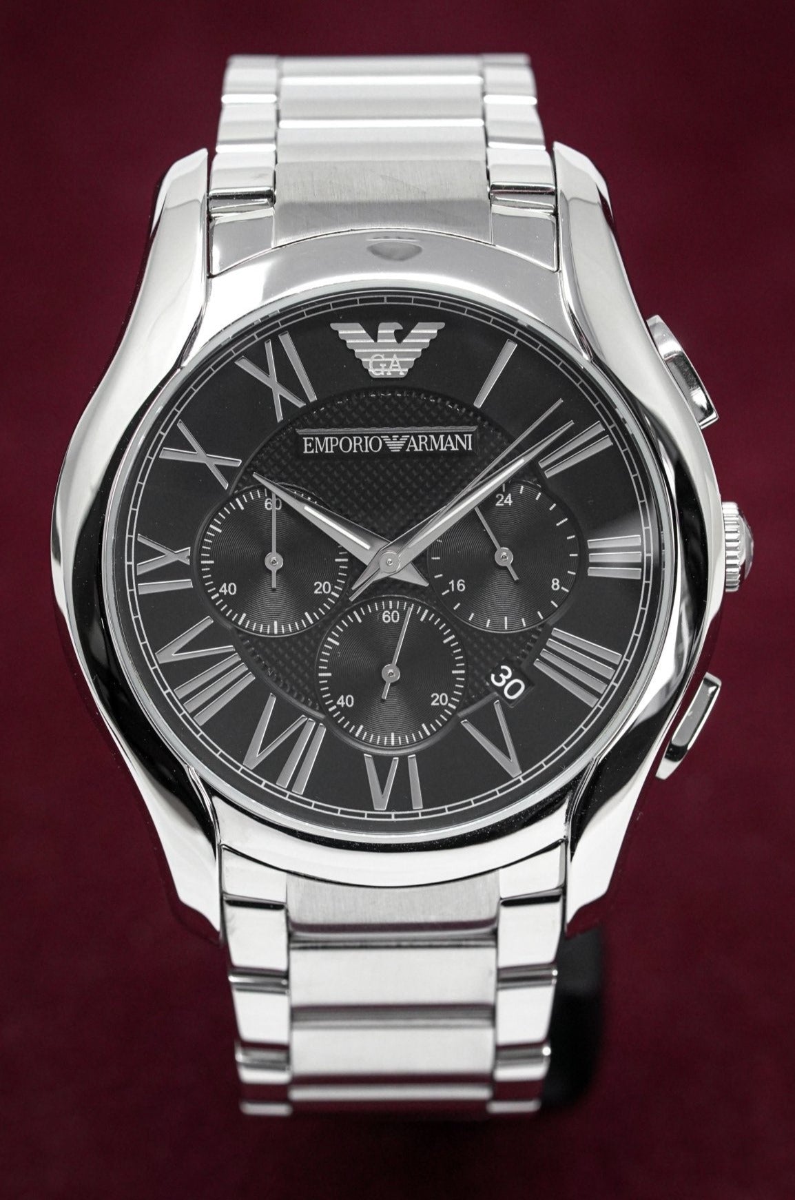 Emporio Armani Black Crystals Men\'s – Watch Steel Renato Watches & Chronograph AR2453