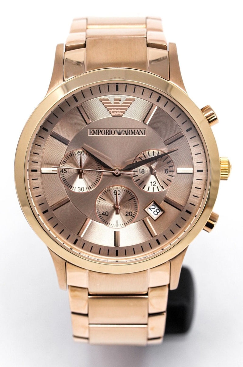 Emporio Armani Men's Chronograph Watch Rose Gold PVD AR2452 - Watches ...