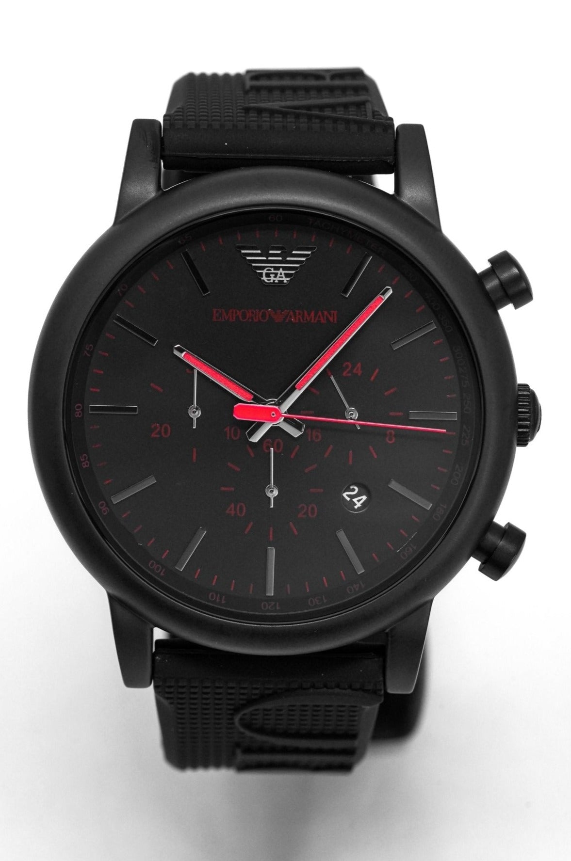 Chronograph AR2453 Men\'s & Black Armani Steel Renato – Watch Watches Emporio Crystals