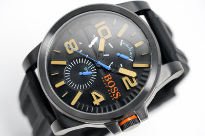 black boss orange watch