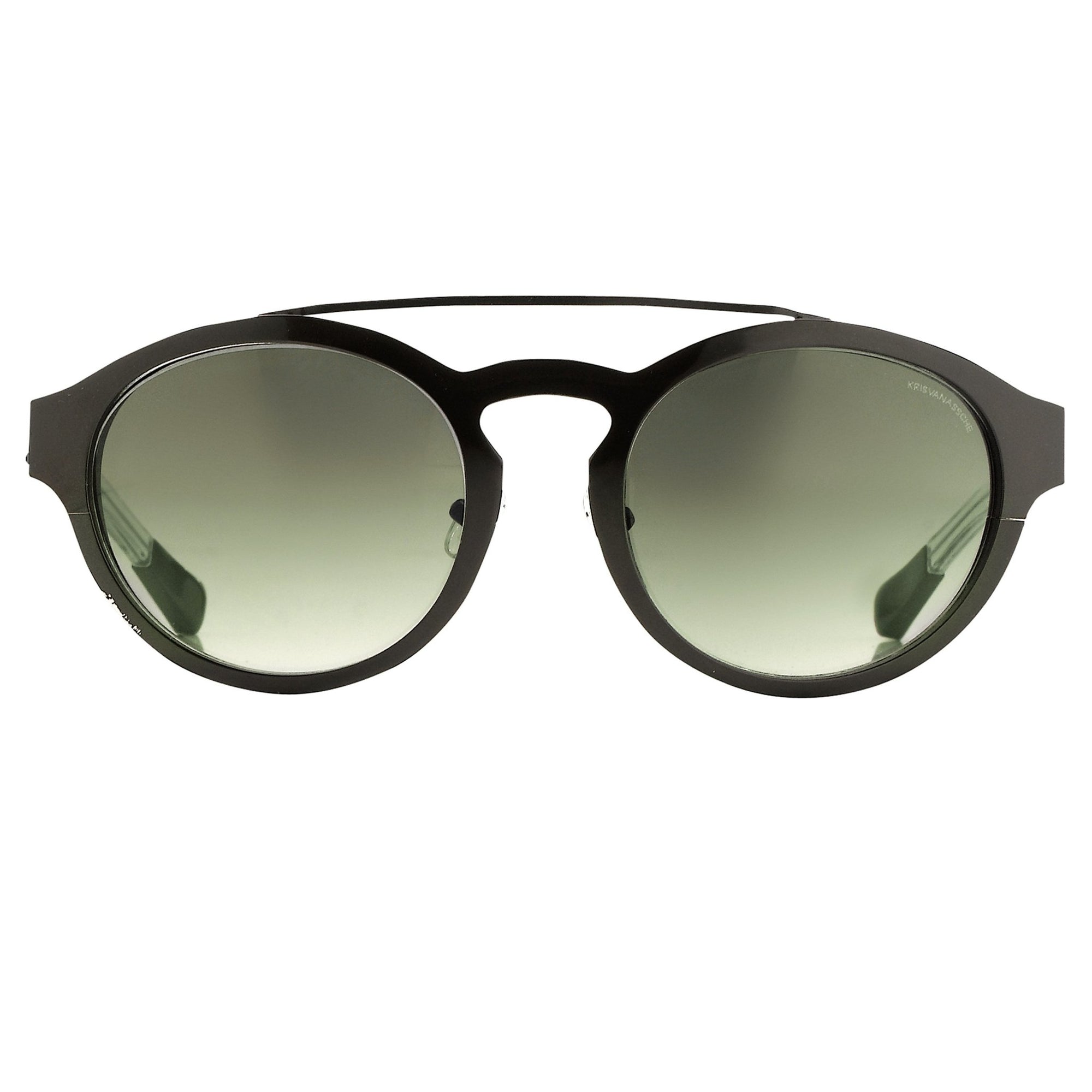 kris van assche sunglasses unisex with oval black metal and green graduated lenses kva4c2sun