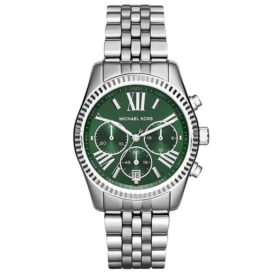 Michael Kors Ladies Chronograph Watch Lexington Silver Green MK6222 –  Watches & Crystals