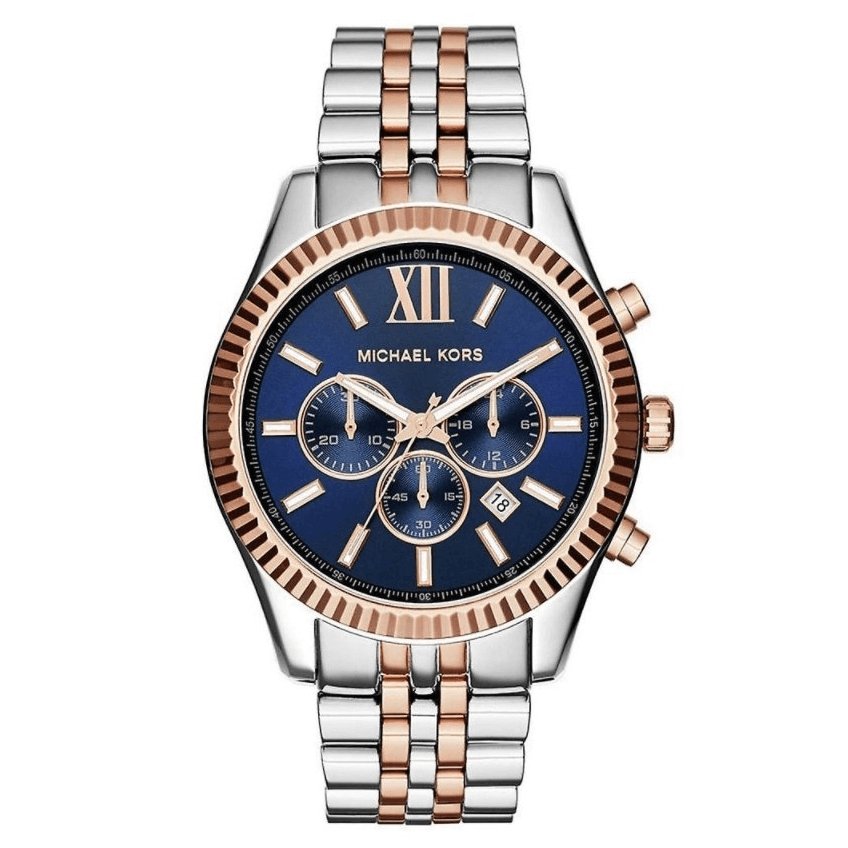 Michael Kors Watch Lexington Chronograph Two Tone Blue MK8412 – Watches &  Crystals