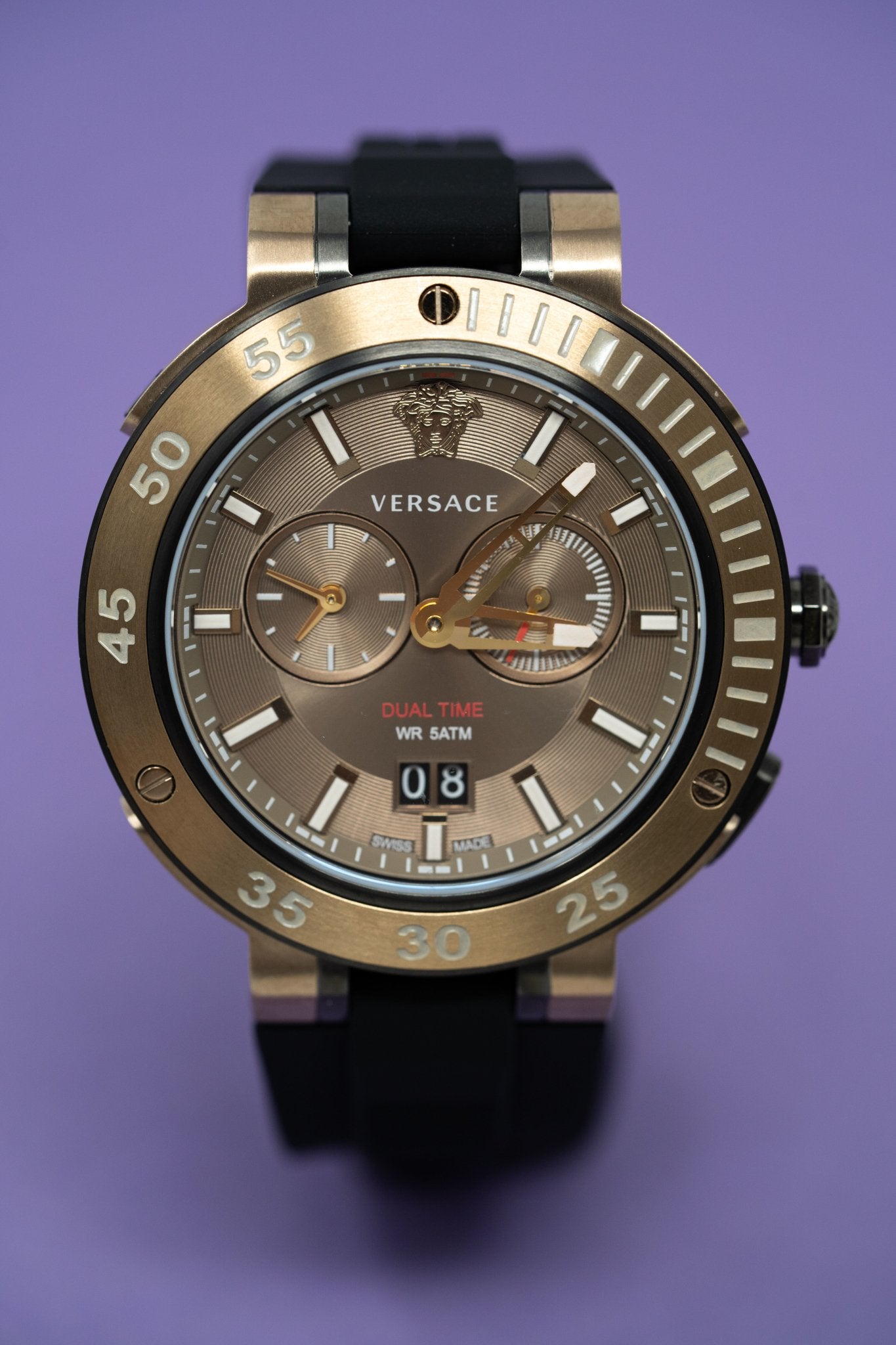 Versace V-Race Watch GMT \u0026 ALARM Black 