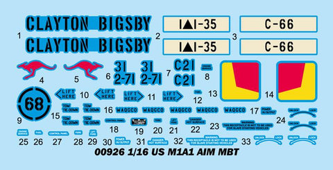trumpeter models 926 1:16 us m1a1 aim main battle tank