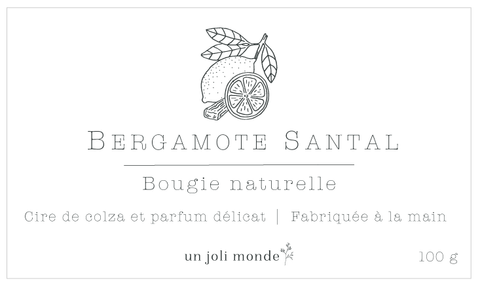 Etiquette modèle illustration parfumée bergamote santal