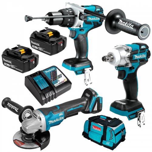 Trampolín Terminal Aventurarse MAKITA 18V Brushless 3 Pce Combo Kit - Hammer Drill/Driver, Impact Wrench &  Angle Grinder - DLX3072T – E&I Tool Supplies