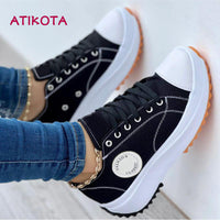 Atikota Low-top Women Platform Single Shoe Female Canvas Flat Shoes