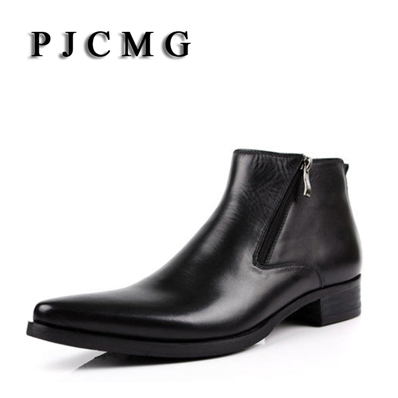 Pjcmg New Cowhide Boots Genuine Soft Leather Pointed Toe Boots
