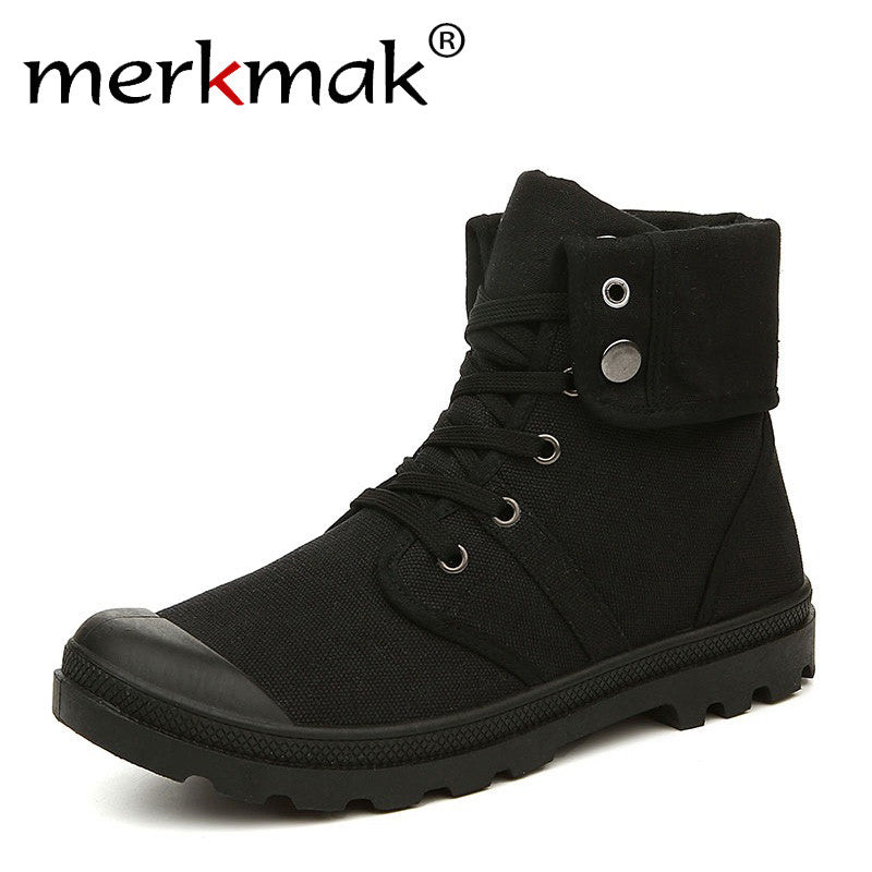 Merkmak Autumn Winter Men Canvas Boots Army Combat Style Fashion