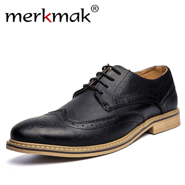 Merkmak New 2019 Luxury Leather Brogue Mens Shoes Sneakers Hive