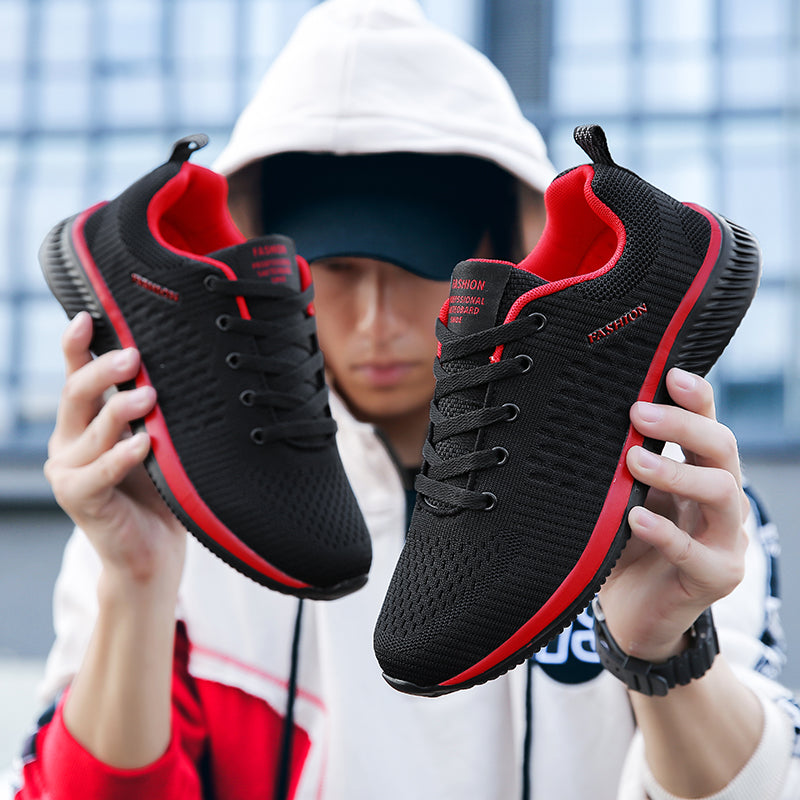 Breathable Casual Red Sneakers Men Comfortable Walking Shoes