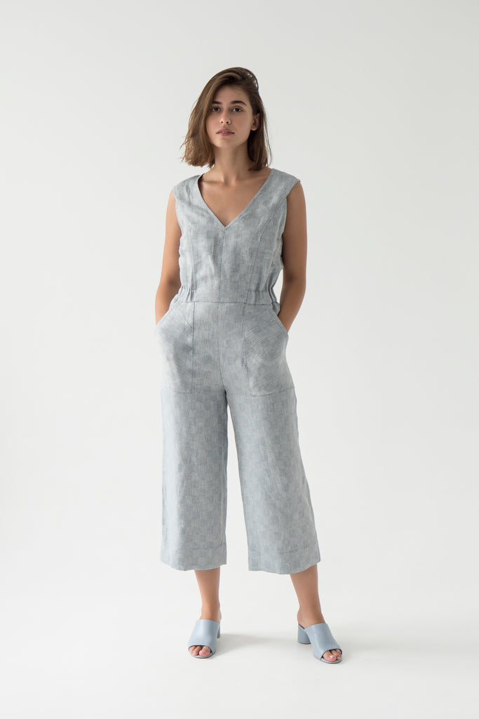 v neck culotte jumpsuit