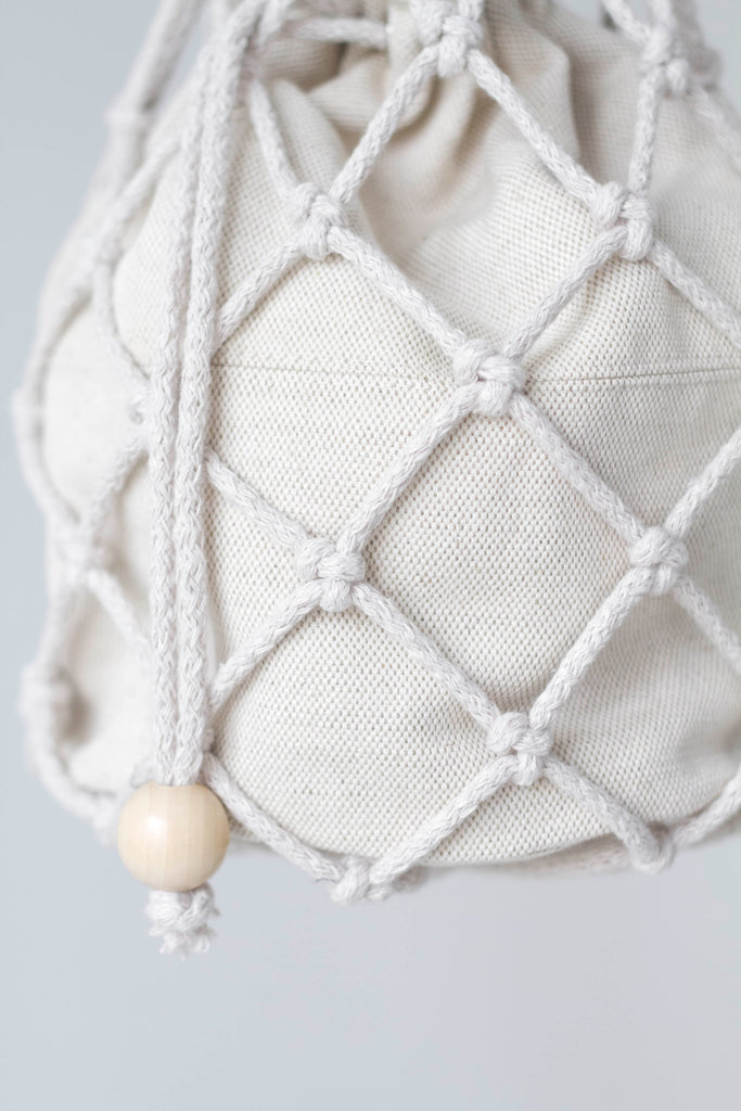 macrame drawstring bag