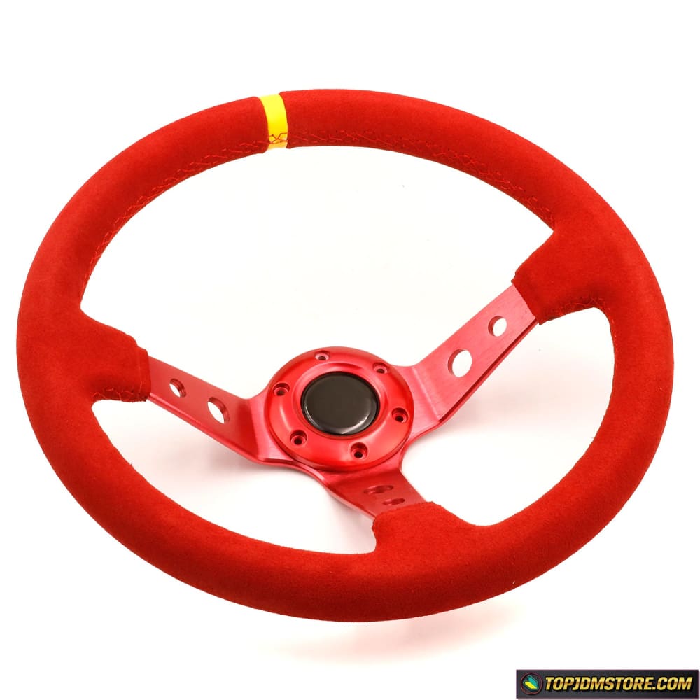 Aftermarket 14 inch Steering Wheel Deep Dish Red Suede – Top JDM Store