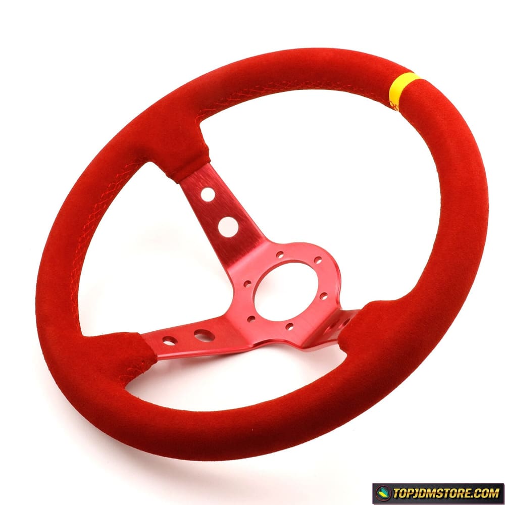 Aftermarket 14 inch Steering Wheel Deep Dish Red Suede – Top JDM Store