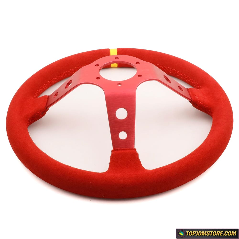 Aftermarket 14 inch Steering Wheel Deep Dish Red Suede – Top JDM Store