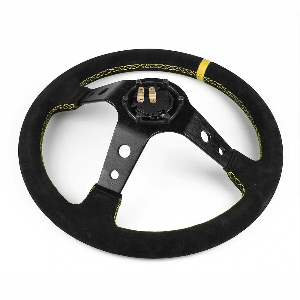 OMP Corsica Steering Wheel | Suede Fabric Black Frame - Top JDM Store