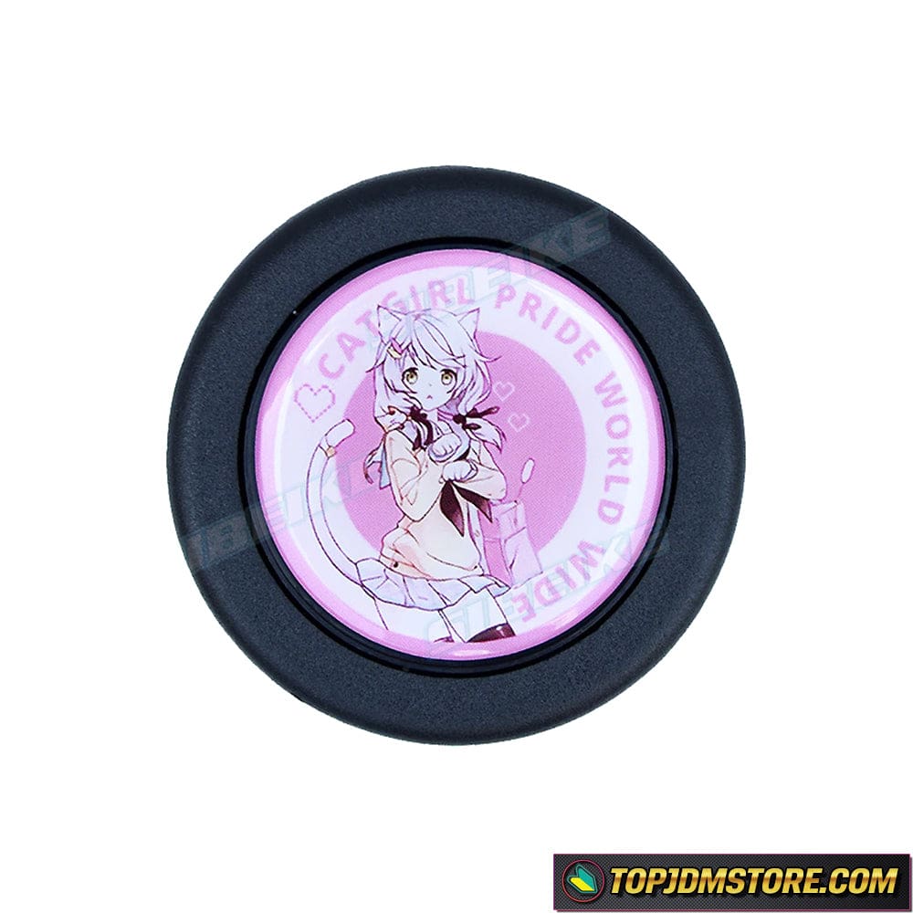Pink Girl Sticker Anime JDM Car Horn Button Racing Sport Steering Wheel  Horn Push Cover for Universal - AliExpress