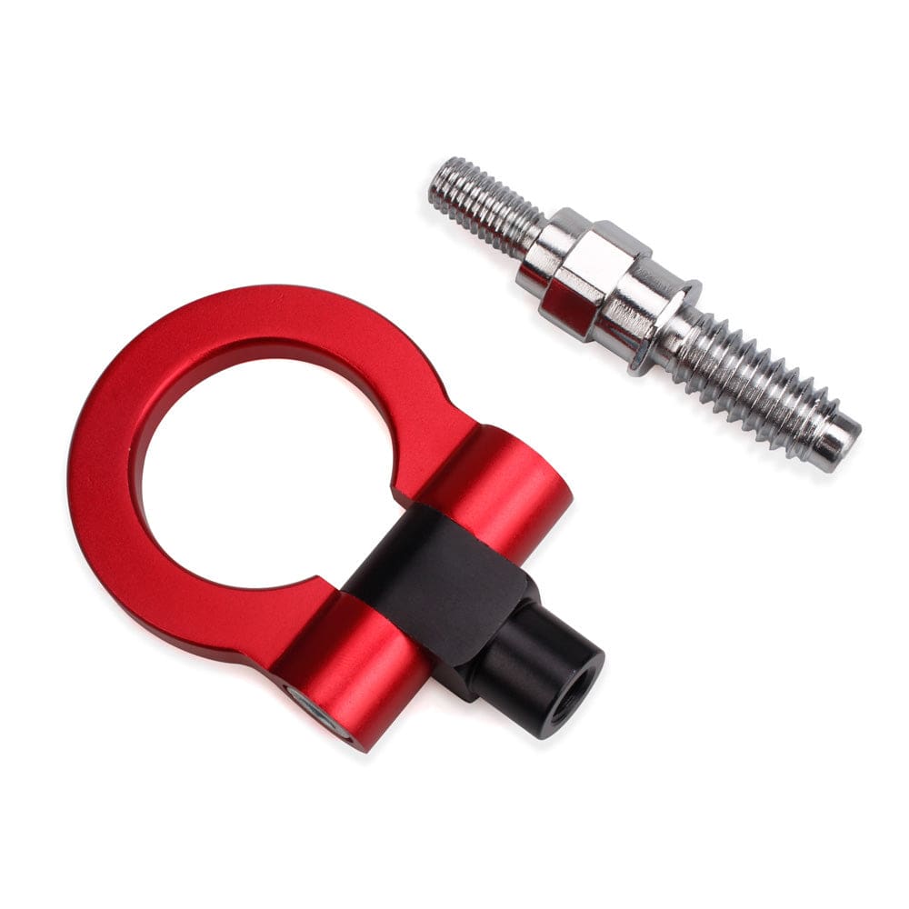 RED JDM FOLDING SCREW ON TYPE ALUMINUM FRONT REAR TOW HOOK FOR