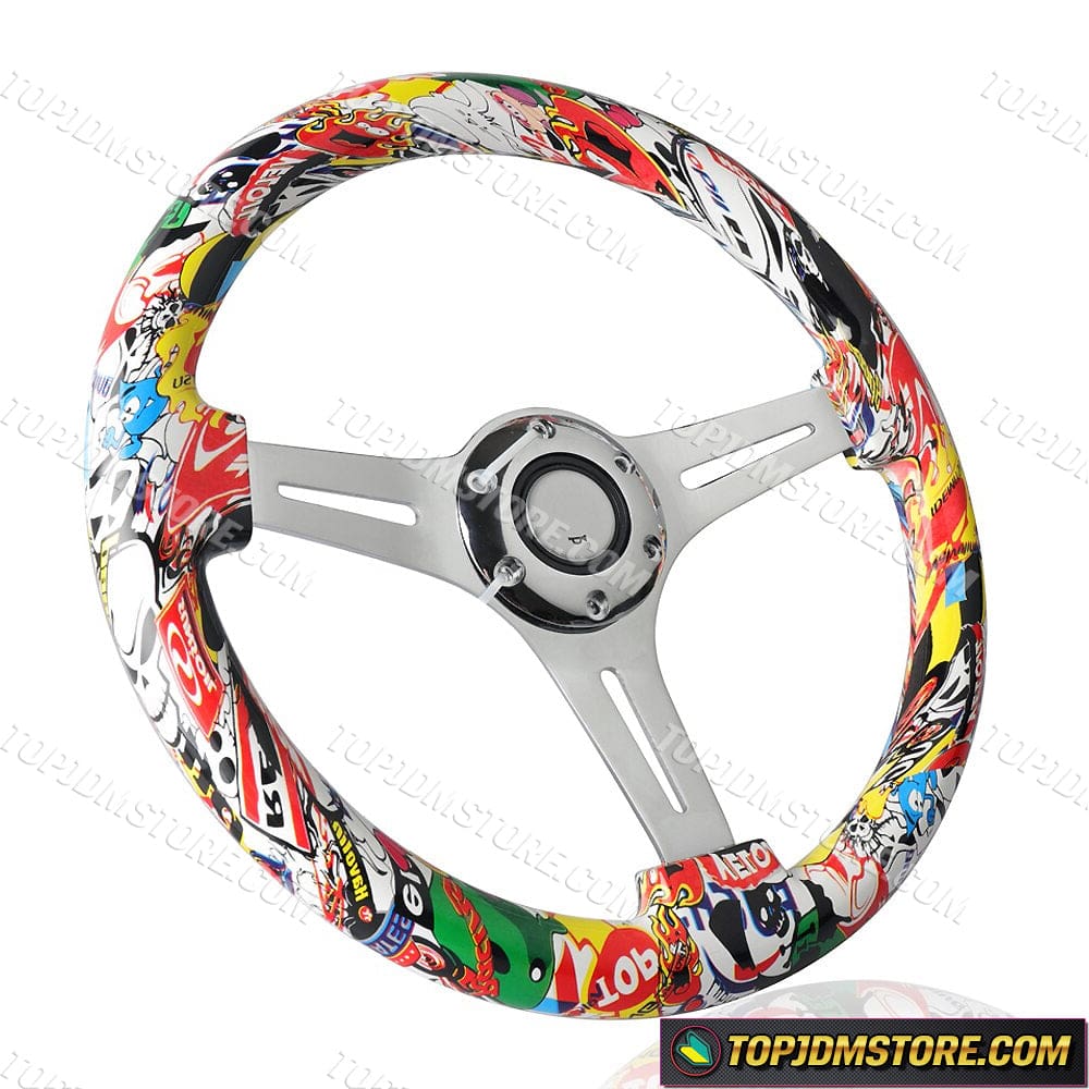 JDM Grafitti Sticker Bomb Aftermarket Steering Wheel 14inch 350mm