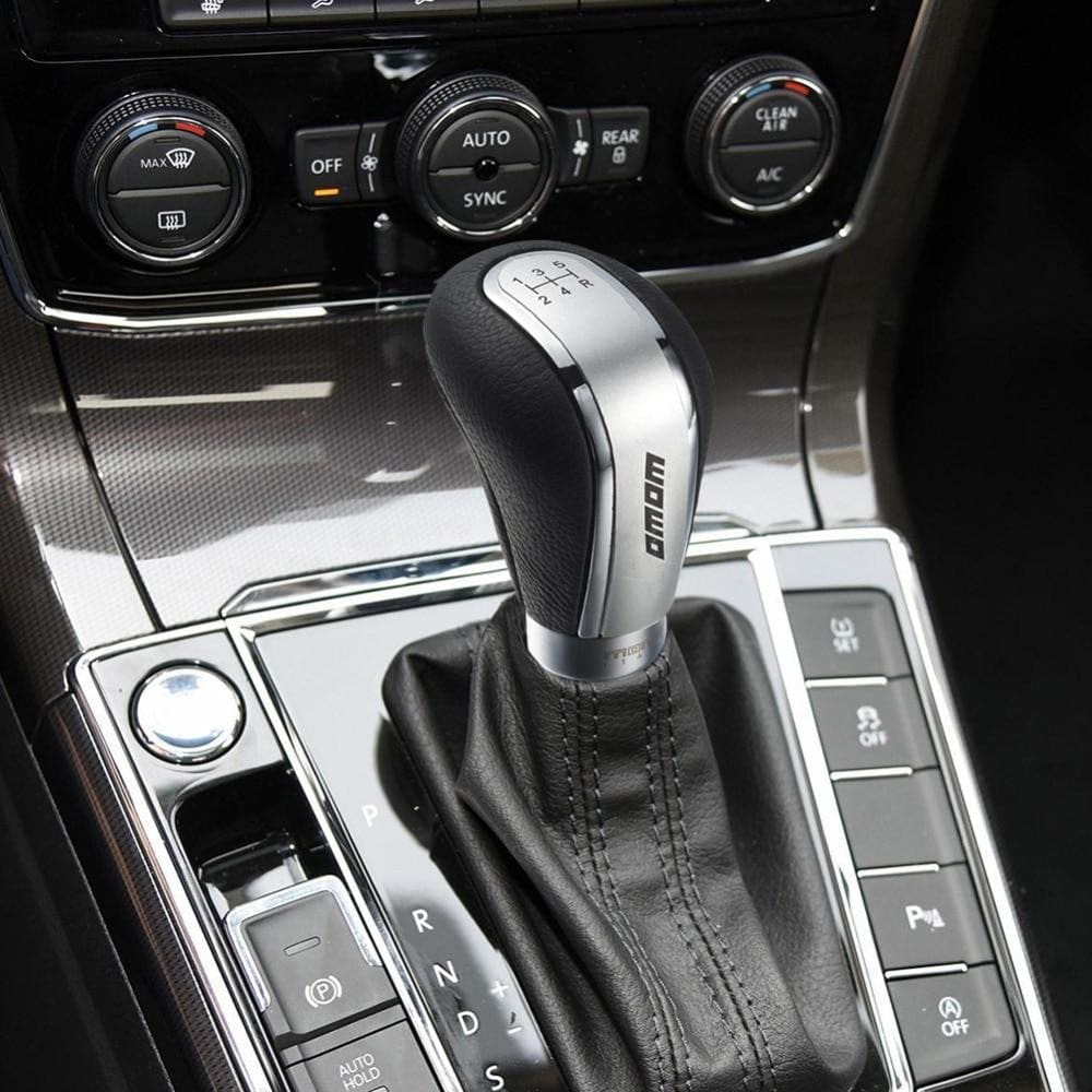 MOMO 5 Speed Manual or Automatic Shift Knob Leather Silver