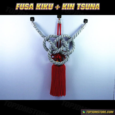 Auto Car Accessory VIP Charm Junction Produce For JDM Fusa Black Kiku JP  Knot Gold Kin Tsuna Rope Style_8888