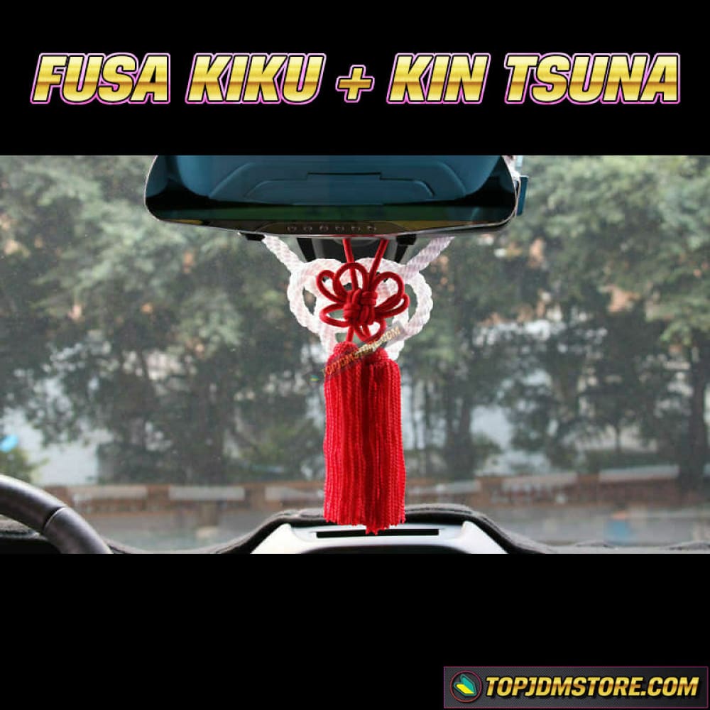 JDM Junction Produce Red Kintsuna Rope Lucky Knot For Car Rearview