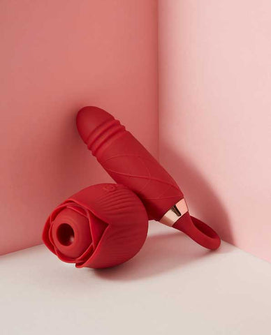 dolce vita rose clit sucker thruster vibrator