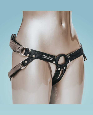 fun factory denim strap and bound harness