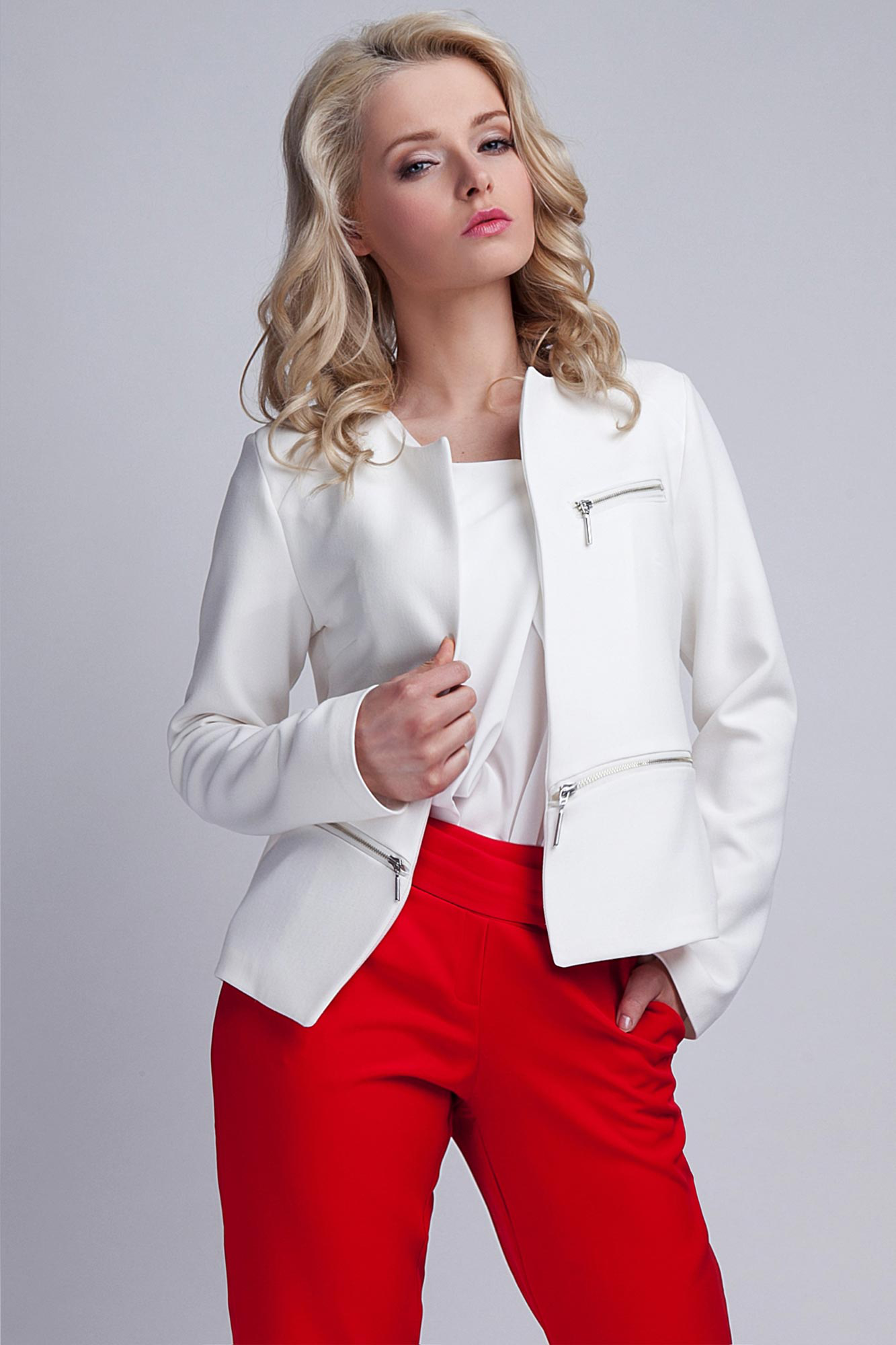 Veste nippée pour femme, blanche