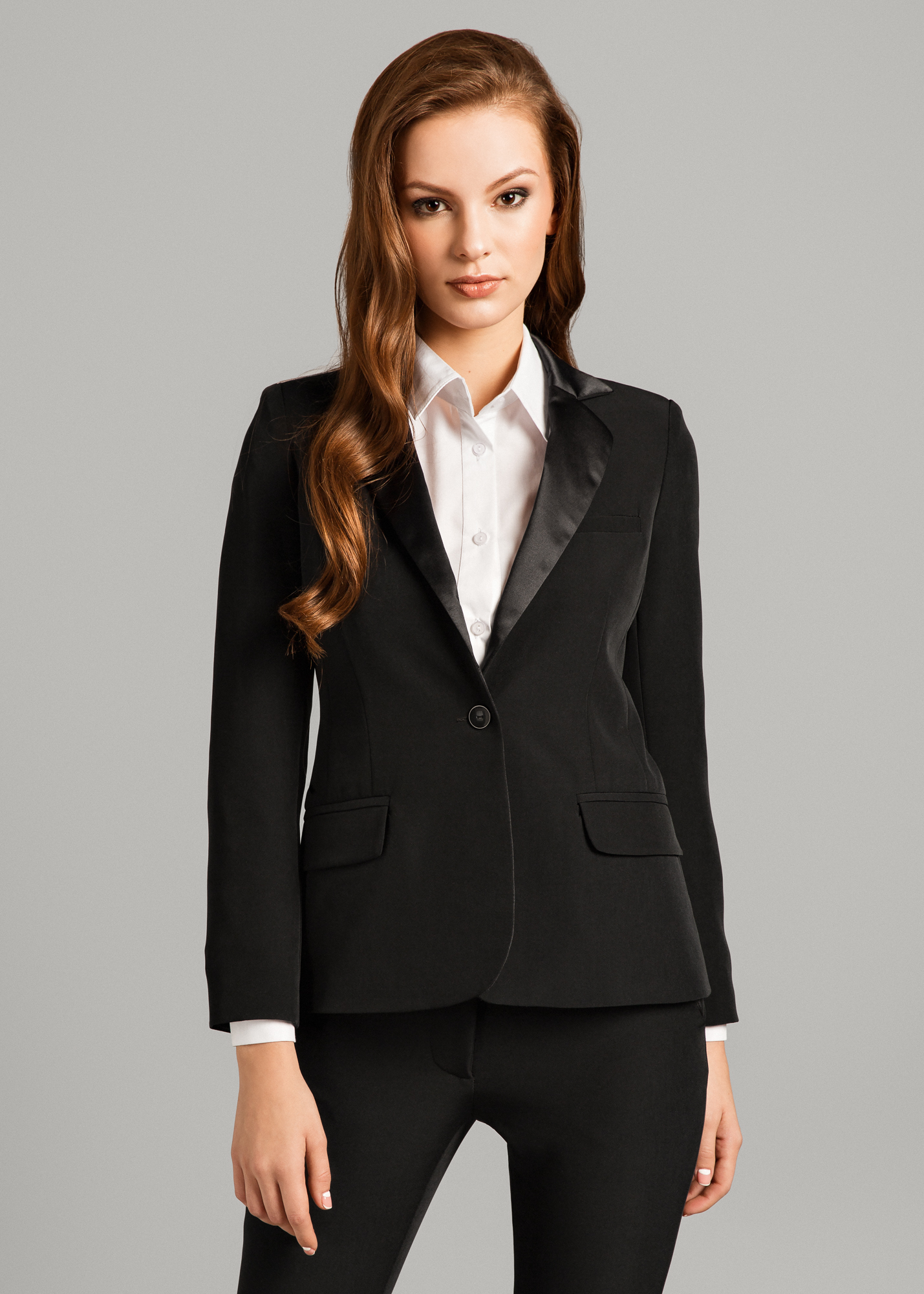 Tuxedo jacket, one button, black