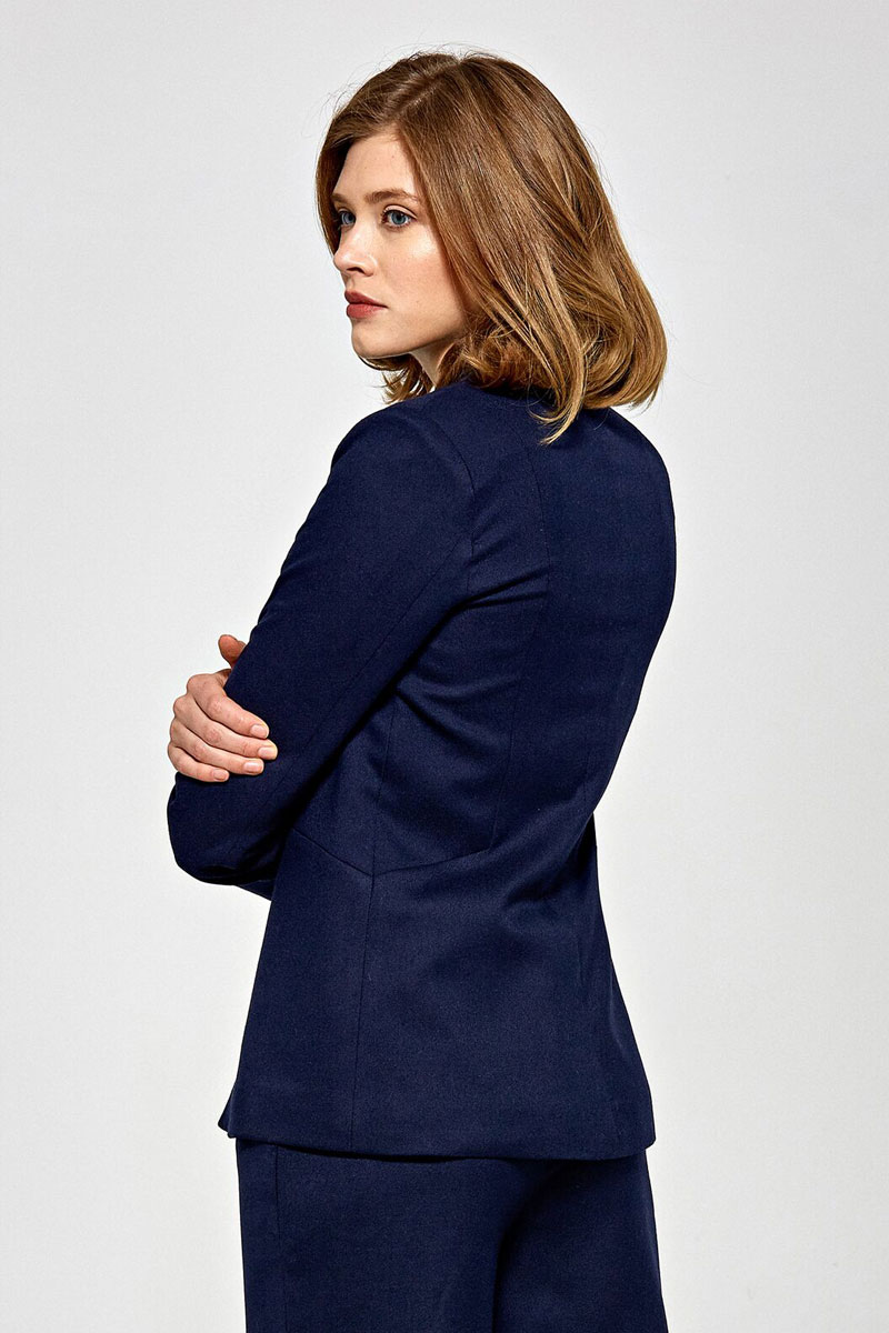 Veste tailleur bleu marine pour femme