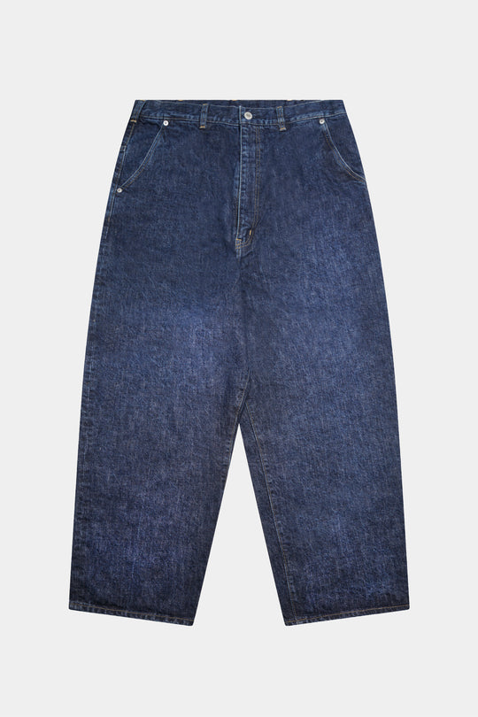 Pleated Dark Wash Denim in Indigo