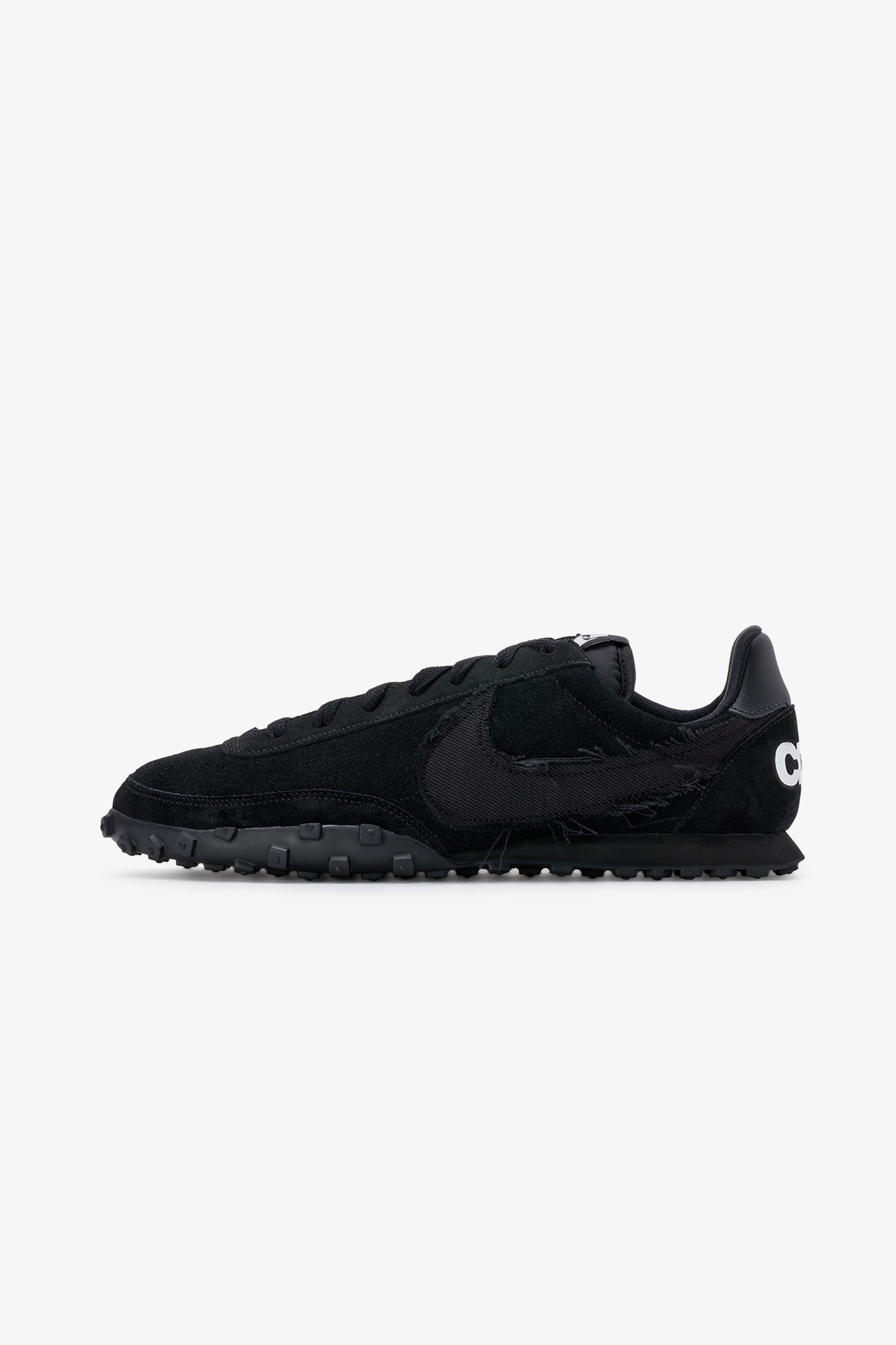 comme des garçons black nike raw edge waffle racer sneaker