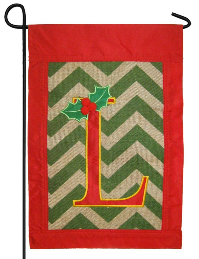 Burlap Christmas Monogram L Decorative Garden Flag | I ...
