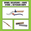 Opinel Secateurs + Keyring Knife + Sharpening Stone