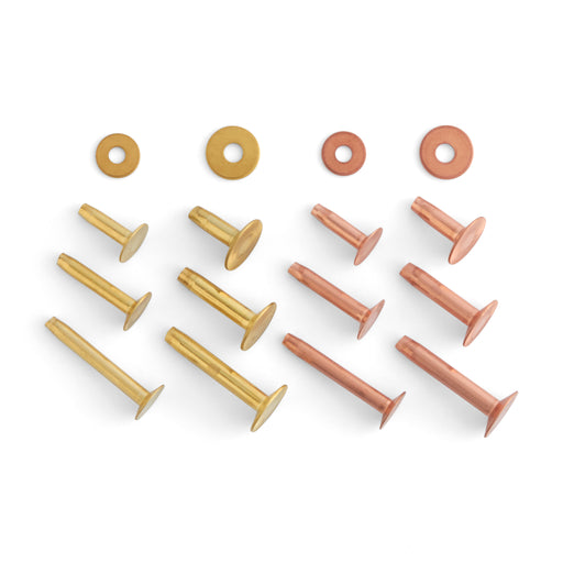  Agatige 20 Set Brass Rivets for Leather Work, Round