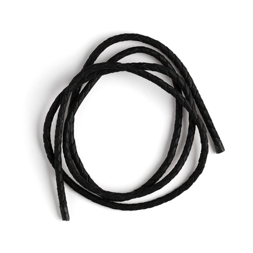 Flat Braided plaited Leather cord 15 mm - 0.5 m Black
